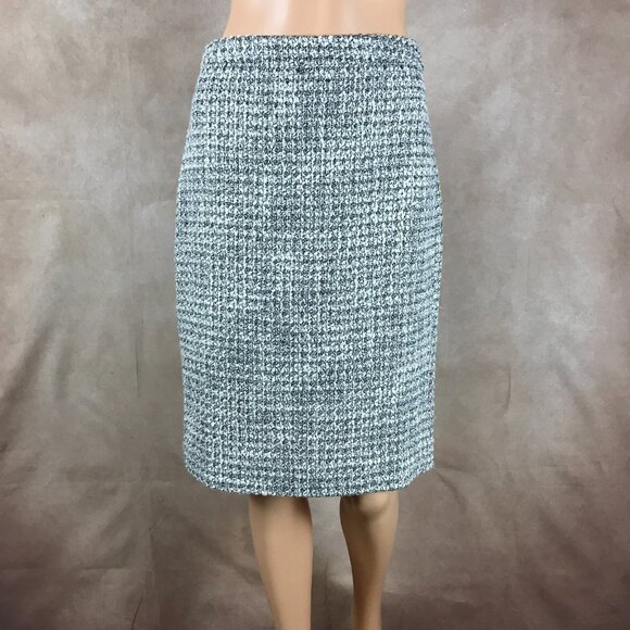 J.CREW Wool Blend Ivory Metallic Tweed Pencil Skirt Size 2 - Picture 1 of 7